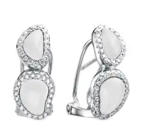 Серьги из серебра 925 пробы с фианитами и агатом