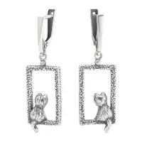 Серебряные серьги «Кот»