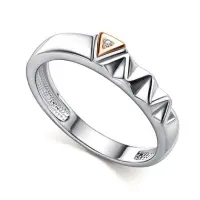 Кольцо из серебра с бриллиантом и позолотой