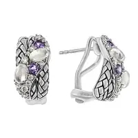 Серебряные серьги ALEXANDRE VASSILIEV с лунным камнем фианитами Swarovski и лолитом Серебряные серьги ALEXANDRE VASSILIEV с лунным камнем фианитами Swarovski и лолитом