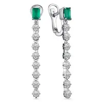 Серебряные серьги с агатом и фианитами Серебряные серьги с агатом и фианитами