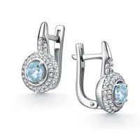 Серьги из серебра с топазом и фианитами