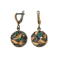 Серебряные серьги «Ажурный шар» с эмалью Серебряные серьги «Ажурный шар» с эмалью