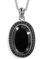 Кулон на цепи с черным ониксом и шпинелью Кулон на цепи с черным ониксом и шпинелью