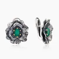 Серьги с малахитом из серебра