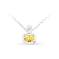 Колье из серебра с фианитом и жемчугом