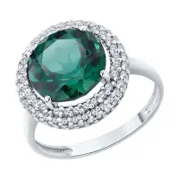 Кольцо из серебра с кварцем и фианитами