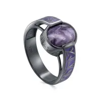 Кольцо из серебра с чароитом «Японская слива»
