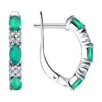 Серьги из серебра с агатами и фианитами Серьги из серебра с агатами и фианитами