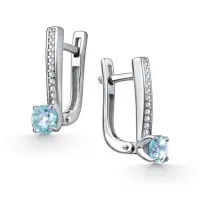 Серьги из серебра с топазом и фианитами