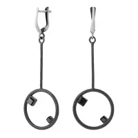 Серебряные серьги с гематитом «Круг»