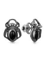 Серьги из серебра с агатом «Паук»