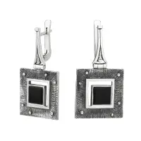 Серьги из серебра с ониксом Серьги из серебра с ониксом