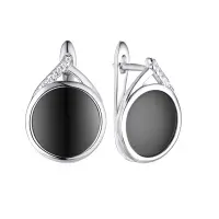Серьги из серебра с керамикой и фианитами Серьги из серебра с керамикой и фианитами