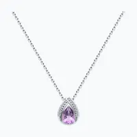 Серебряное колье с аметистом и фианитами