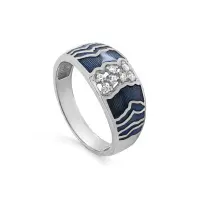 Кольцо из серебра с фианитами и эмалью