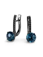 Серьги из серебра с топазом и фианитами Серьги из серебра с топазом и фианитами