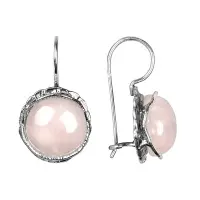 Серебряные серьги с розовым кварцем