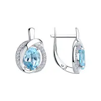 Серьги из серебра с топазами и фианитами