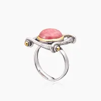 Кольцо из серебра с камнем родохрозит
