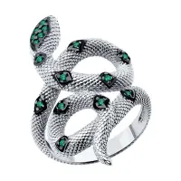 Кольцо из серебра с фианитами «Змея»