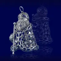 Серебряная елочная игрушка «Дед Мороз»