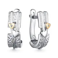 Серьги из серебра с бриллиантом «Сердце»