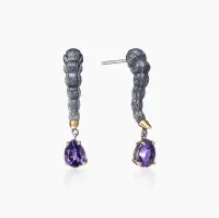 Серебряные серьги «Аметистовая Змея» с аметистом