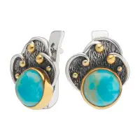 Серьги из серебра с бирюзой в позолоте