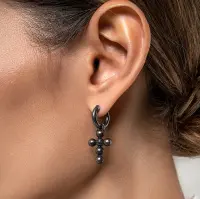 Серьги из серебра «Крест» со съемными подвесками