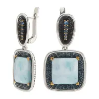 Серьги из серебра «Нежность» с топазом и ларимаром Серьги из серебра «Нежность» с топазом и ларимаром