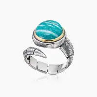 Кольцо из серебра с камнем амазонит