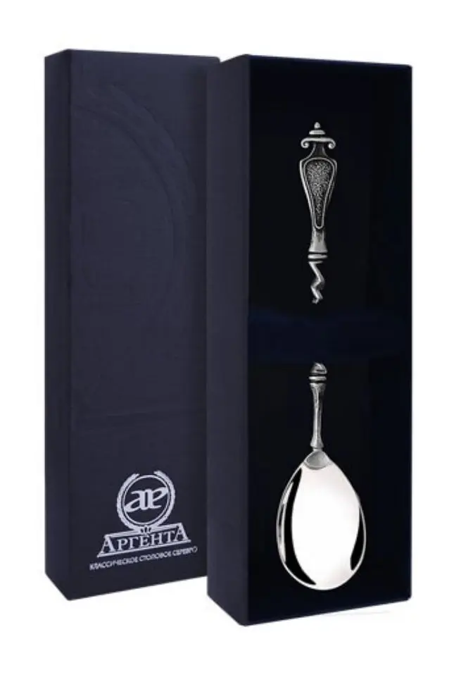 Серебряная чайная ложка «Витая» с чернением