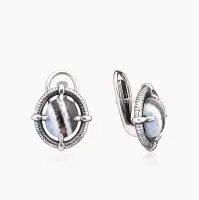 Серьги из серебра с камнем агат