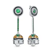 Серьги из серебра с жемчугом и фианитами