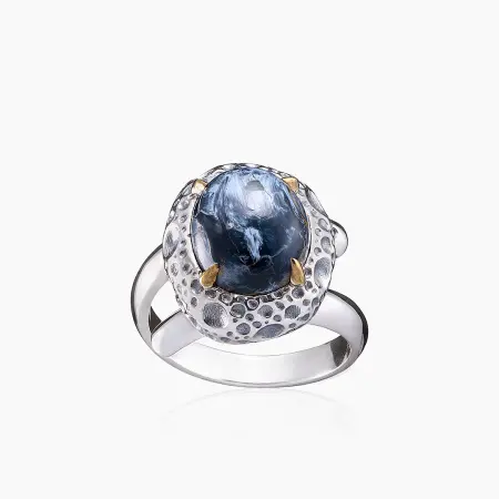 Серебряное кольцо «Сателлит» с камнем питерсит