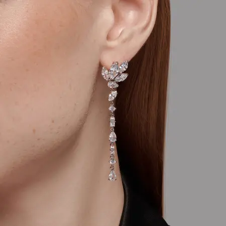 Серьги из серебра с фианитами Асимметрия