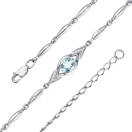 Браслет из серебра с топазом и фианитами