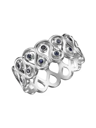 Кольцо серебряное с натуральными сапфирами