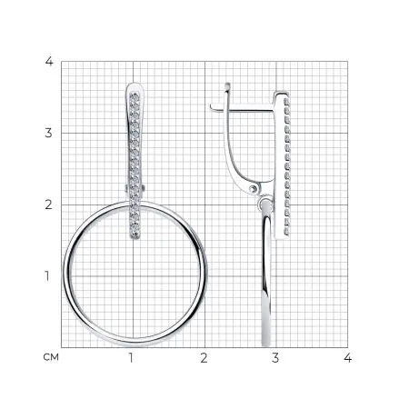 Серьги из серебра с фианитами