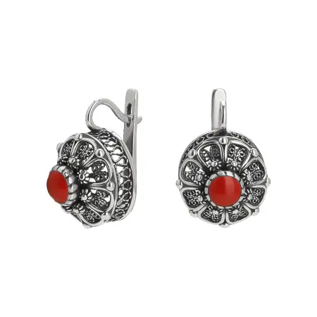 Серьги из серебра с кораллом