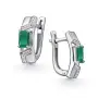 Серьги из серебра с зелёным агатом и фианитами