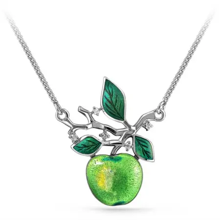 Серебряное колье с бриллиантом «Яблоко»