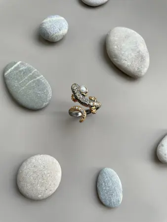 Кольцо из серебра «Ящерица»