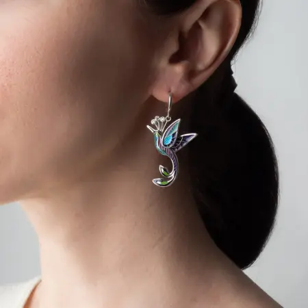 Серьги из серебра «Райская птица» с эмалью