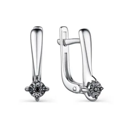 Серебряные серьги с черным бриллиантом