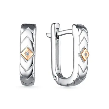 Серебряные серьги с бриллиантом