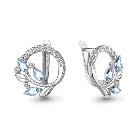 Серебряные серьги с топазом и фианитами