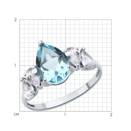 Кольцо из серебра с топазом и фианитами