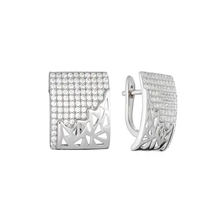 Серьги из серебра с фианитами